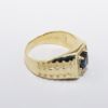 Picture of Ribbed 14k Yellow Gold & Oval Cut Blue Sapphire Ring with Diamond Halo