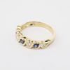 Picture of 14k Yellow Gold & Alternating Round Brilliant Cut Diamonds & Blue Sapphires Ring