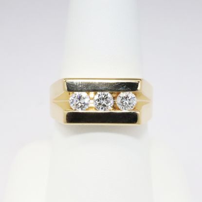 Picture of Men's 14k Yellow Gold & Triple Channel Set, Round Brilliant Cut Diamond Ring