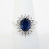 Picture of 14k White Gold & Oval Cut Blue Sapphire Ring with Diamond Halo