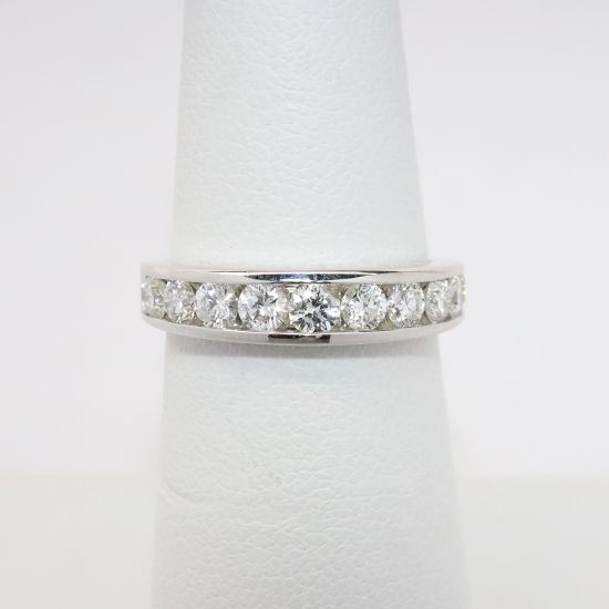 Picture of 14k White Gold & Channel Set Round Brilliant Cut Diamonds Wedding Band