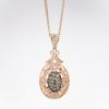 Picture of Rose Gold Double Chain Necklace with Clear & Brown Diamond Set Oval Pendant