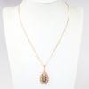 Picture of Rose Gold Double Chain Necklace with Clear & Brown Diamond Set Oval Pendant