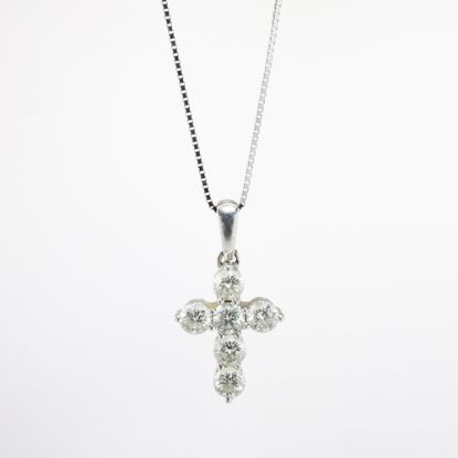 Picture of 14k White Gold Necklace with Diamond Cross Pendant