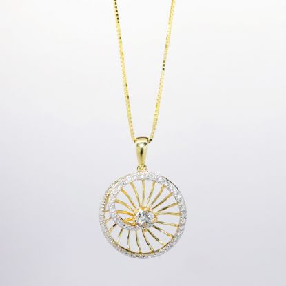 Picture of 14k Yellow Gold with Pierced, Diamond Enhanced Nautilus Shell Inspired Pendant