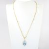 Picture of 14k Yellow Gold Rope Chain Necklace & Oval Cut Aquamarine Pendant with Diamond Halo