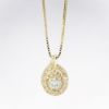 Picture of 14k Yellow Gold Necklace with Diamond Encrusted Teardrop Shaped Pendant