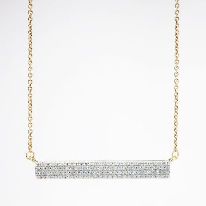 Picture of 10k Two-Tone Gold & Pavé Set Diamond Bar Pendant Necklace