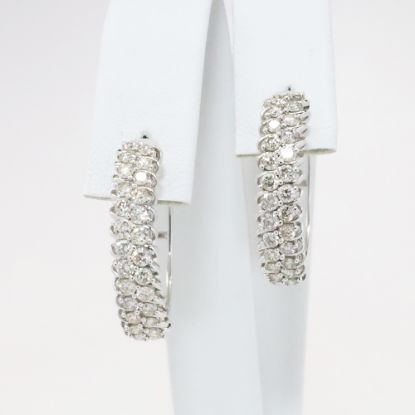 Picture of 10k White Gold & Round Brilliant Cut Diamond Hoop Earrings