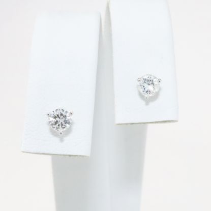 Picture of 14k White Gold & Round Brilliant Cut Diamond Solitaire Stud Earrings