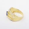 Picture of 18k Pierced Yellow Gold & Oval Blue Sapphire Ring with Diamond Accented Edges