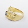 Picture of 18k Pierced Yellow Gold & Oval Blue Sapphire Ring with Diamond Accented Edges