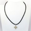 Picture of Braided Leather Necklace with 18k Two-Tone Gold & Diamond Maltese Cross Pendant