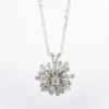 Picture of 14k White Gold Necklace with Diamond Starburst/Flower Pendant