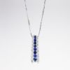 Picture of 14k White Gold Necklace with Blue Sapphire & Diamond Bar Pendant