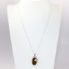 Picture of 14k White Gold Necklace with Oval Tiger's Eye Pendant Framed in Diamonds