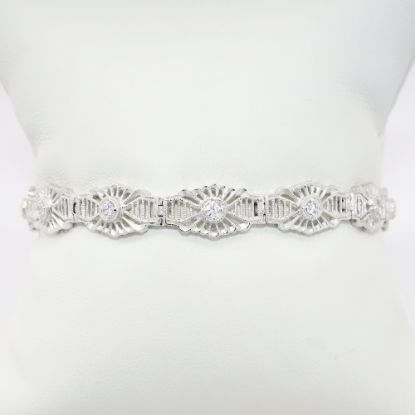 Picture of Art Deco Inspired 14k White Gold Filigree & Diamond Bracelet