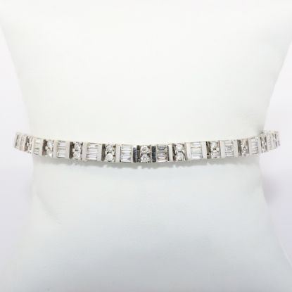 Picture of 14k White Gold & Alternating Round & Baguette Cut Diamond Bracelet