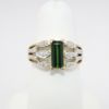 Picture of 14k Two-Tone Gold & Emerald Cut Green Tourmaline Ring with Diamond Accents