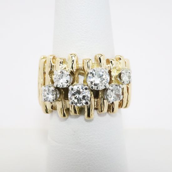 Picture of 14k Yellow Gold Modernist Ring with Six Round Brilliant Cut Diamonds