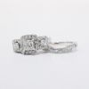 Picture of 18k White Gold Square & Round Brilliant Cut Diamond Bridal Ring Set