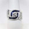 Picture of 14k White Gold, Round Brilliant Cut Diamond, Single Cut Diamond & Synthetic Sapphire Ring