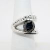 Picture of Modernist 14k White Gold & Round Brilliant Cut Black Diamond Ring with Colorless Diamond Accents