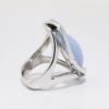 Picture of 14k White Gold & Oval Chalcedony Cabochon Ring with Diamond Accents