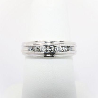 Picture of Men's Platinum & Channel Set Round Brilliant Cut Diamond Wedding Band