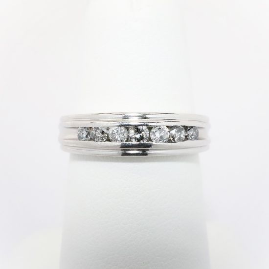 Picture of Men's Platinum & Channel Set Round Brilliant Cut Diamond Wedding Band