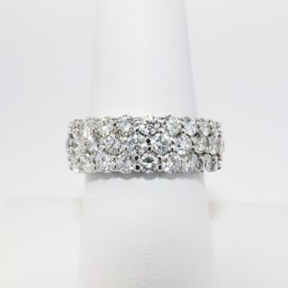 Picture of 14k White Gold Ring with Three Rows of Round Brilliant Cut Diamonds