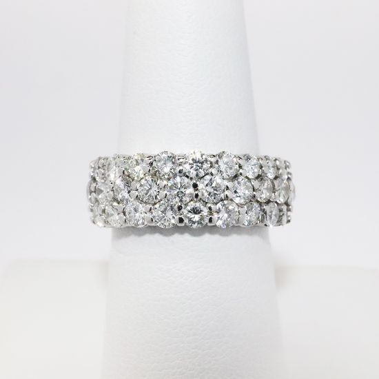 Picture of 14k White Gold Ring with Three Rows of Round Brilliant Cut Diamonds