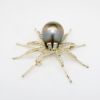 Picture of 14k White Gold & Cultured Tahitian Black Pearl Spider Brooch with Diamond Accents 