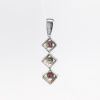 Picture of Custom 14k White Gold Pierced Stacked Diamond Shaped Pendant with Diamond & Ruby Accents