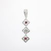 Picture of Custom 14k White Gold Pierced Stacked Diamond Shaped Pendant with Diamond & Ruby Accents