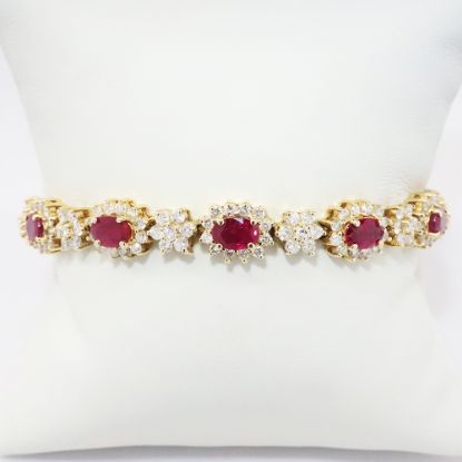 Picture of 14k Yellow Gold, Oval Cut Ruby & Diamond Bracelet