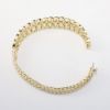 Picture of 14k Woven Yellow Gold Hinged Bangle Bracelet with Diamond Accented Top