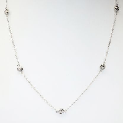 Picture of 14k White Gold & Round Brilliant Cut Diamond Station Necklace