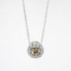 Picture of 14k White Gold Necklace & Round Cut Light Brown Diamond Pendant with Diamond Halo