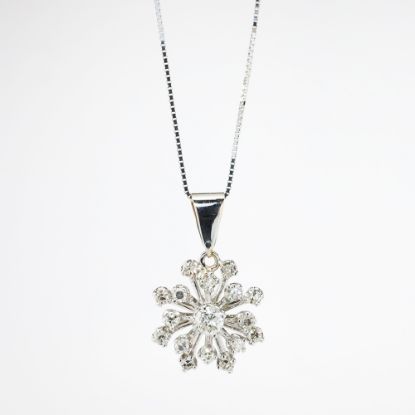 Picture of 14k White Gold Necklace with Diamond Snowflake Pendant