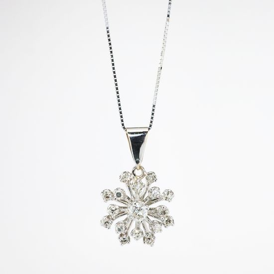 Picture of 14k White Gold Necklace with Diamond Snowflake Pendant