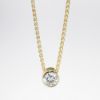 Picture of 14k Yellow Gold Necklace with Bezel Set Round Brilliant Cut Diamond Solitaire Pendant