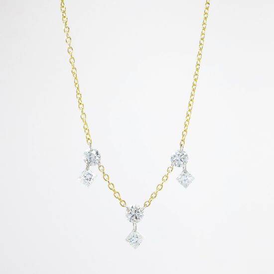 Picture of 18k Yellow Gold Necklace with Floating Diamond Accents 