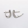 Picture of 14k White Gold Triple Diamond Row Demi Hoop Earrings 