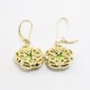 Picture of 18k Yellow Gold & Peridot Cabochon Flower Drop Earrings with Orange & Green Guilloche Enameled Petals