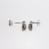 Picture of Custom Made Pierced 14k White Gold Diamond Shaped Mini Drop Earrings with Diamond Accents