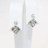 Picture of Custom Made Pierced 14k White Gold Diamond Shaped Mini Drop Earrings with Diamond Accents