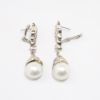 Picture of 14k White Gold & Diamond Lever Back Earrings with White Cultured Pearl Drops