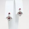 Picture of Custom 14k Pierced White Gold & Round Brilliant Cut Ruby Mini Drop Stud Earrings