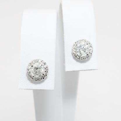 Picture of 14k White Gold & Diamond Stud Earrings with Halo